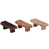 Alnicov 3-teiliges Mini-Doppelhocker-Mikro-Garten-Ornament, geeignet für Moos-Landschaft, Puppenhaus-Zubehör, Ornamente