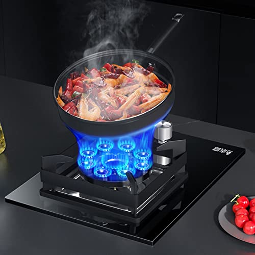 Gas Stove Cooktop, 5.2KW Tempered Glass Cooktop Burner, Desktop and Recessed Installation Suitable for Kitchen,Timing Camping Gas Stove (Color : Black, Size : LPG)