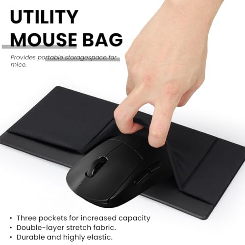 Image of ZORBES 3-Pocket Laptop Organizer Adhesive Storage Pouch, Mouse Holder for Laptop Stick on External Hard Drive Sleeve for MacBook, Laptop, PU Accessories for Phone, Mouse, Stylus Pen, 26.4x13cm