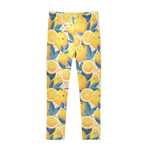 KLL Tropical Yellow Lemons Toddler Girls' Active Leggings Soft Full Length Activewear Exercise