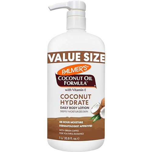 Palmer’s Coconut Oil Formula Body Lotion for Dry Skin, Hand & Body Moisturizer with Green Coffee Extract & Vitamin E, Value Size Pump Bottle, 33.8 Fl Oz (Pack of 1)
