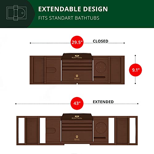 image for ROYAL CRAFT WOOD Premium Foldable Bathtub Tray - Expandable Bath Tray 