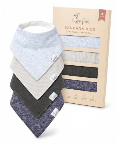 Image of Copper Pearl Baby Bibs 4 Pack, Bandana Drool Bibs for Baby Girl & Boy, Soft Cotton Bibs for Drooling and Teething