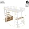 Mobilier Chambre Enfant Lit Mezzanine PUGSDRLY 90x200cm Avec Bureau Et Rangement - Cadre Fer Blanc, Capacité 120kg - Pour Ado/adulte Lit 2 Place