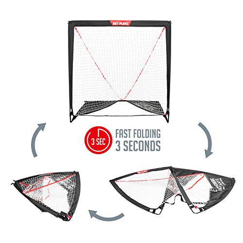 image for NET PLAYZ 4 x 4 x 4 Feet Lacrosse Goal Fast Install, Fiberglass Frme, 