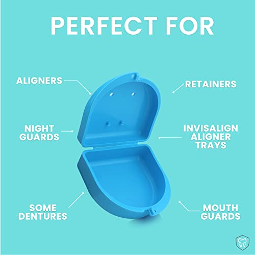 Retainer Case (2 Pack). Retainer Case With Vent Holes. Perfect Denture Case, Mouth Guard Case, Aligner Case, Mouth Guard Case, Retainer Cases (Sky Blue) #TOP7