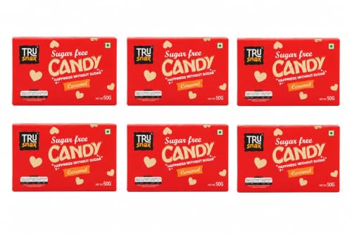 Image of TruSnax SugarFree Hard Candies | Caramel Flavour Candy | Diabetic and Keto Friendly Toffee | No Added Sugar | 300g(50 * 6)