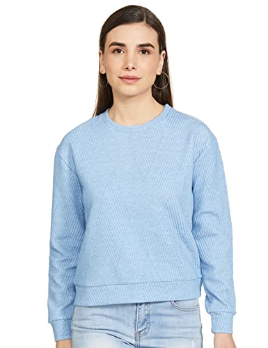 Image of Max Women Polyester Jacquard Boxy Crew Neck Sweatshirt
