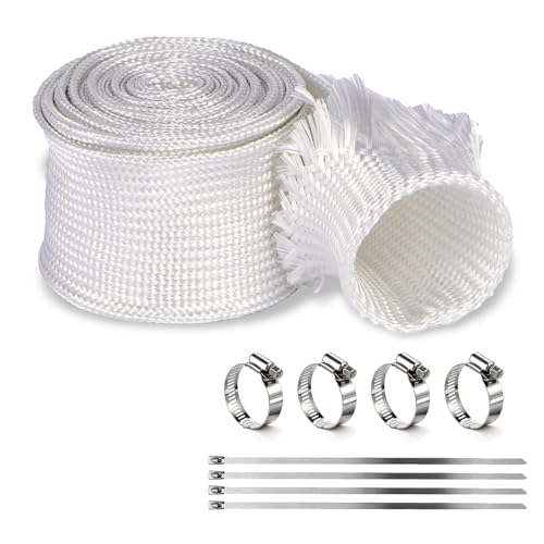Abgasschlauch 25mm für Stromerzeuger 250CM Hitzebeständiger Standheizung Schlauch für Notstromaggregat Abgasrohr Standheizung mit 4 Clips Kabelbindung Hitzeschutzschlauch Hitzeschutz Auspuff(Weiß)