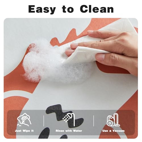 Halloween Bath Mat, Thin Halloween Bathroom Rug Non Slip Quick Dry Bath Mat Fits Under Door Thin Floor Mat Halloween Decor, 24''x36'', Cute Ghosts Orange