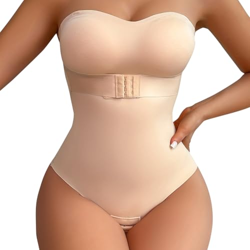 KIMIKAL Women's Shapewear Bodysuits Tummy Control Strapless One Piece Built in Bra Tank Tops Thong Body Shaper