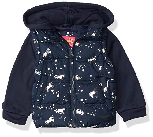 Pink Platinum Baby Girls' Midweight Vest 2Fer Jacket, Navy, 18M