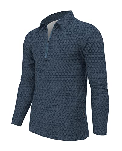 Soneven Polo de Hombre de Manga Larga con Cremallera Polo de Golf para Hombre Camisa Funcional Transpirable para Senderismo Deporte al Aire Libre Camiseta Casual Ligera Cover