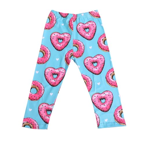 Image of Valentines Toddler Girls Pants Set Love and Heart Pink Outfits Set Ruffle T-Shirt Dress and Pants Outfit Set 3-8Y