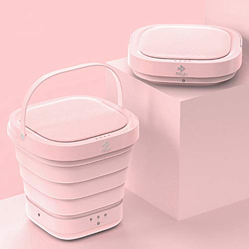 Moyu Mini Portable Bucket Washer Foldable Washing Machine With Soft Spin Dry And Drainage Pipe Pink (English User Manual And Button Labels) #TOP6