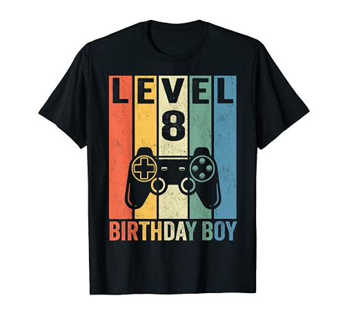Level 8 Birthday Shirt Boy 8 Years Old Video Games Gift Camiseta