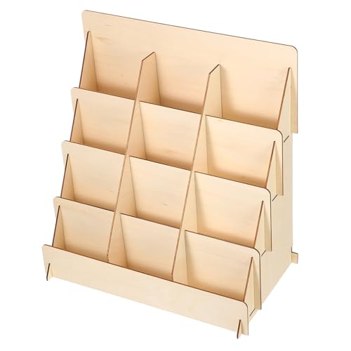 GALPADA Exhibidor de Tarjetas de Felicitación de Madera 4 Niveles Estante Organizador para Postales y Tarjetas Soporte de Madera Estable para Mostrador Adecuado para Uso Hogar y