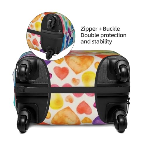 Rainbow Hearts Print Luggage Suitcase Covers Elastic Washable Luggage Protector Luggage Covers For Suitcase4