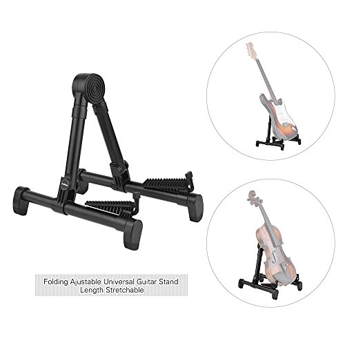 Tomshin Suporte de suporte de suporte de guitarra universal dobrável Comprimento de suporte elástico