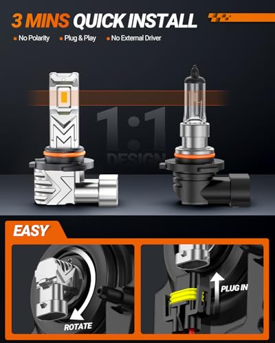 Image of SEALIGHT H10 9140 9145 LED Fog Light Bulbs, 17,000LM 800% Brighter H10 LED Fog Lights, 3500K Amber Yellow Strong Light Penetration, Super Bright, Plug and Play