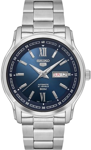 Seiko 5 Automatic Blue Dial Stainless Steel Watch for Men - Image 2