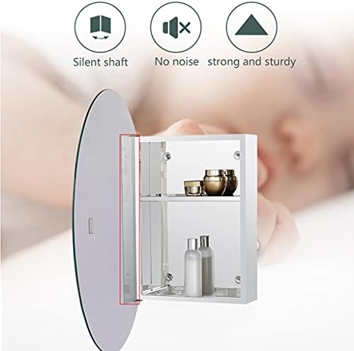 Bathroom Toilet Mirror Cabinet, Bathroom with Mirror Door, Wall Cabinet, Aluminum, Hanging Cabinet, Hanging Double Shelf for Storage,Silver-60 * 60cm