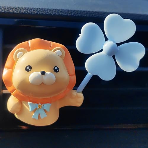 Image of Cute Car Air Freshener Vent Clips, 3D Animal with Mini Fan Diffuser Vent Clip, Air Conditioning Decoration Car Accessories for Women and Men