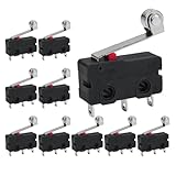 10 Stück Mikroschalter SPDT 5A 250V mit Rollenhebel, Endschalter Microschalter 3 Polig 1NO 1NC, Mini Mikroschalter Roller als Limit Switch für Elektronik für Maschinen industrielle Anwendungen