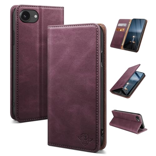 Housse iPhone 16e vin rouge idéale pour voyager léger avec cartes protégées RFID