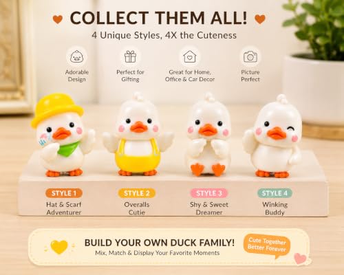 Image of Cute Duck Miniature Showpiece Set of 4 Duck Figurines for Home Decor Desk Decor Car Dashboard Office Table Decor Cute Animal Miniatures Gift for Birthday Return Gift Kids Room Decoration