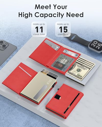 Image of QLD RFID Wallet for Women - Small Slim Trifold Wallet Anti-Theft Pop up Card Holder, Minimalist, Ultra Thin, Front Pocket, Premium Leather, 9-11 Cards Capacity | ID Window | Cash Slot