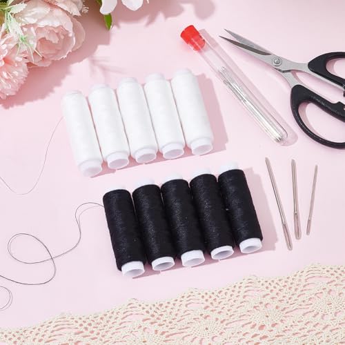 Hilo de coser negro y blanco, 10 rollos, 1100 yardas total miniatura 4