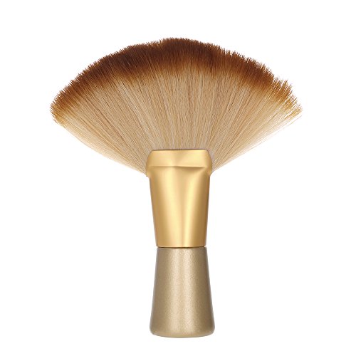 Neck Duster Brush Soft Barber Face Cleaning Hair Cutting Brush Fan-shaped Sweep Brush (Gold)
