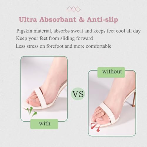 Image of Pigskin Leather Cushion Inserts for Women, Self-Adhesive Barefoot Cushioning Shoe Insoles for High Heels, Sandals, Dress Shoes and Flats, Sockless Shoe Liners Anti-Slip and Ultra-Absorbent, 1 Pair