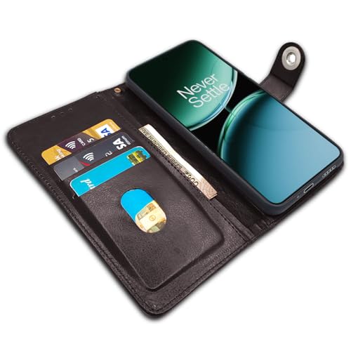 Image of Pikkme Flip Cover Leather Finish | Inside TPU with Card Pockets | Wallet Stand and Shock Proof | Complete Protection Button Flip Case for OnePlus Nord 4 5G (Coffee)