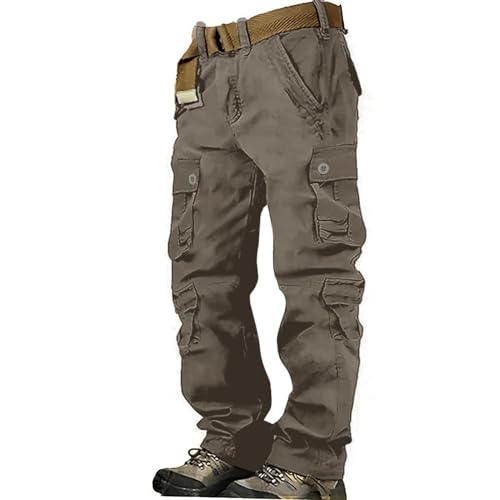 Generico Pantaloni da Lavoro per Uomo, Protettivi, Antitaglio, Cargo, Acciaio-Nero-Arancione Pantaloni Uomo Trekking Pantalone Uomo Cotone Nero