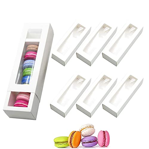 ZDDQ 15 Stück Macaron Boxen, Backboxen Macarons Verpackung, Macaron Display Container, Macaron Verpackungsboxen, mit Klarem Fenster, für Kekse, Süßigkeiten, Kleine Brote, Donuts (Weiß) Cover