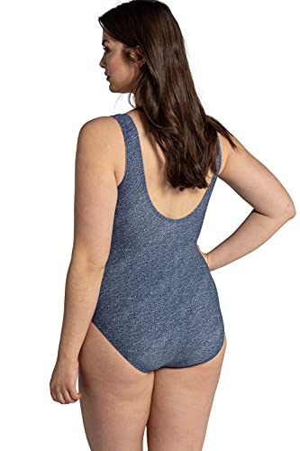 Ulla-Popken-Damen-Alice-Denim-Print-Badeanzug
