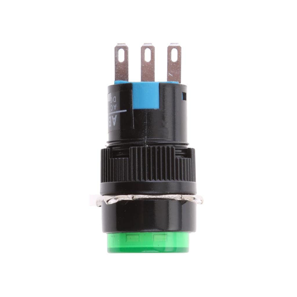 JAZZY PEARLS Pushbutton Switch, Dc 12V Led Lamp 3 Pin Latching Round Cap Push Button Switch Connectors 3A-250V/Ac,5A/30Vdc Green-image-35