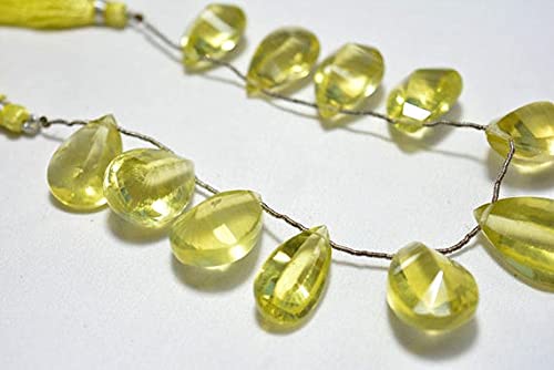 Quartz citron perles poire pour remplacer les fausses pierres et ennoblir vos créations