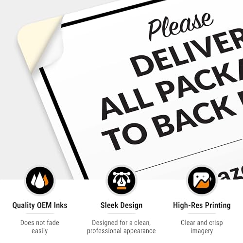 Image of Package Delivery Sign, Delivery Instructions Please All Package to Back Door Sign, 10x7 Inches, 4 Mil Vinyl Decal Stickers Weather Resistant, Made in USA