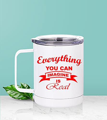 AKP SUBLIMATION Everything U can Imagin is Real Steel Mug with Lid (BB20) 325ml