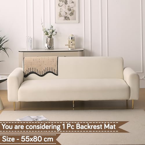 Image of HOKIPO 1 PC Backrest Mat for Sofa Cover | Luxury Supple Soft Wavy Mat with Anti Slip Backing, Brown (AR-6217-BRN)