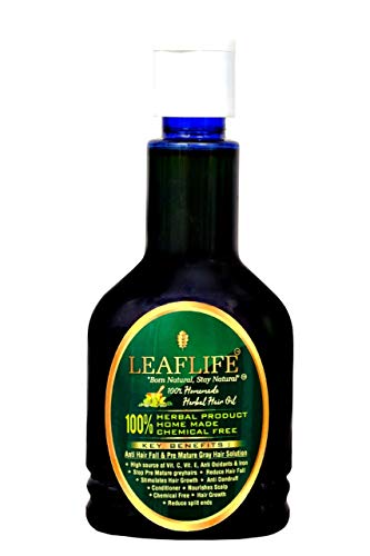 Image of Leaflife 100% Herbal Hair Oil | Homemade Natural Hair Oil for Hair Fall Control, Hair Growth & Premature Grey Hair Care | Non-Sticky, Chemical-Free | 125Mlleaflife 100% Herbal Homemade Hair Oil,Pack of 3 x 125 ML