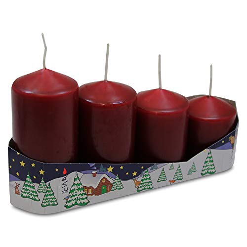 Ebersbacher Kerzenfabrik GmbH 4er Tray Stumpenkerzen Burgund, Vier...