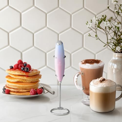 Image of Zulay Kitchen Powerful Milk Frother Wand With Duracell Batteries - Ultra Fast Handheld Drink Mixer - Electric Whisk Foam Maker for Coffee, Lattes, Cappuccino & Matcha - Z1 Motor - Lavender