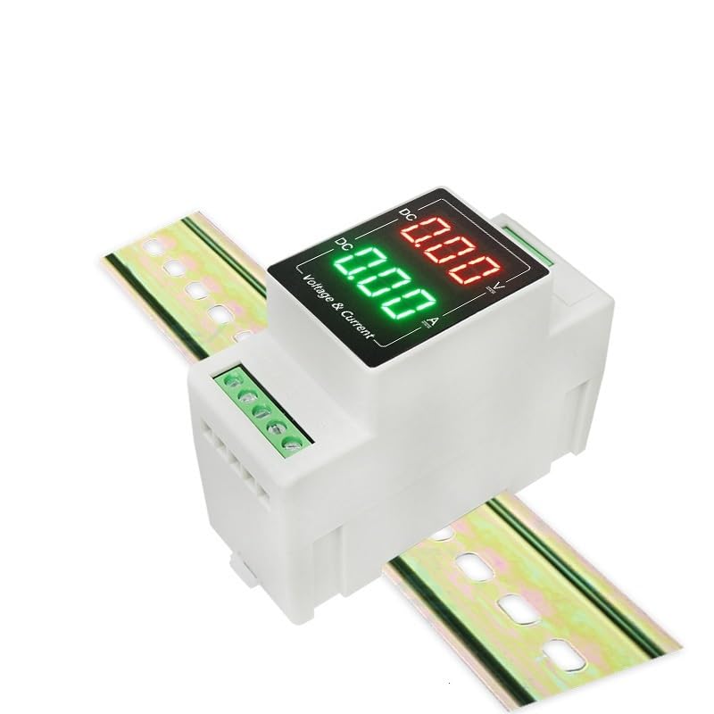 YB103VA DC Voltmeter Ammeter Din Rail Digital Voltage Current Meter LED Test Tool 12 Volt Amp Gauge Tester Dual Display Detector(ISO PW DC4-24V,DC50A(75mV))