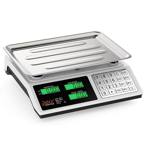 JEVX Basculas Comerciales - Balanza Digital Profesional - Bascula Digital Comercial - Bascula industrial - Balança - Balanza Comercial - ALTA PRECISION DE 1g, con Cable y Batería