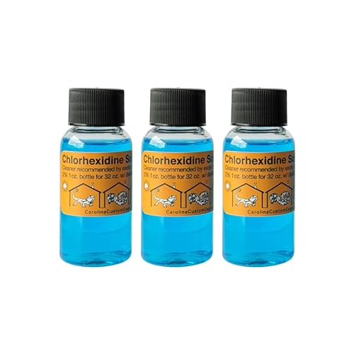 CAROLINACUSTOMCAGES 3 Refills of 32oz Each Chlorhexidine Solution 2% Chlorhexidine Cleaning Solution Chlorhexidine Spray for Reptile Habitats