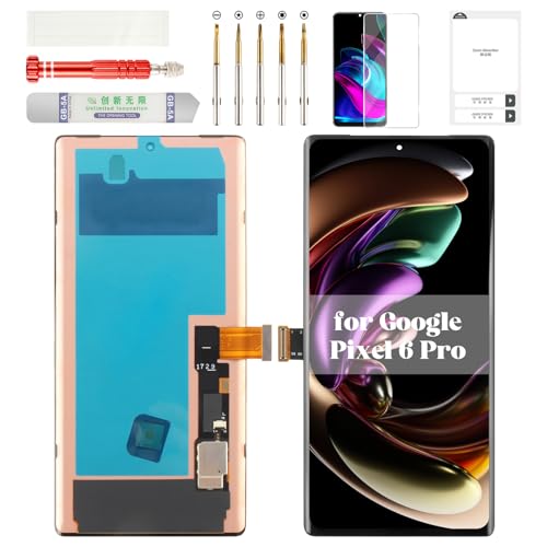 OLED for Google Pixel 6 Pro Screen Replacement 5g for Google Pixel 6 Pro Display Digitizer for Pixel 6 Pro G8VOU LCD Touch Screen Assembly GLUOG GF5KQ Black (Without Frame)